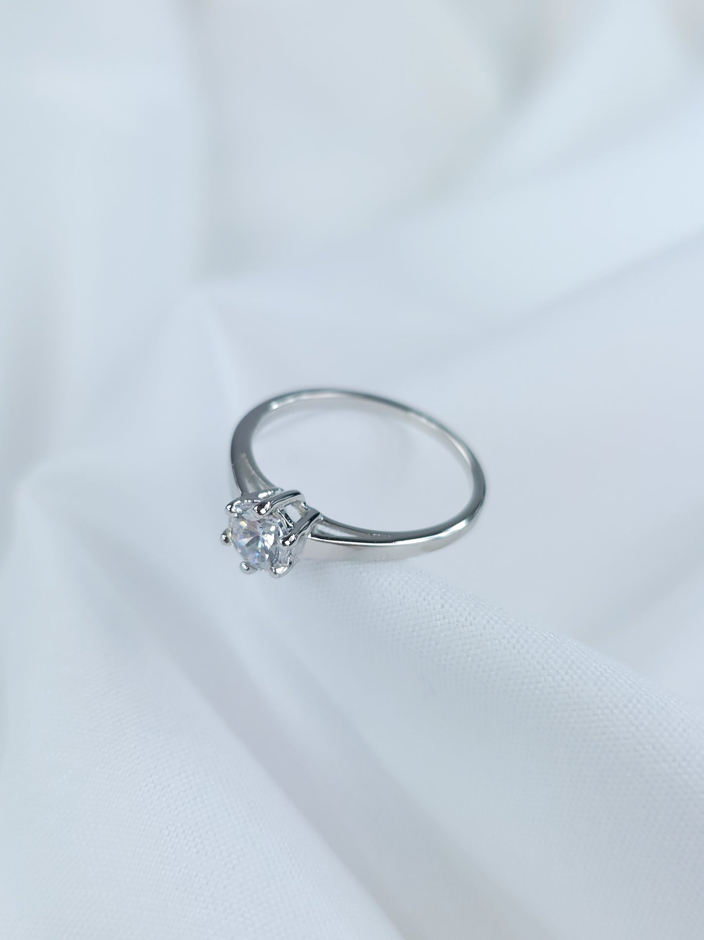 Solitaire Argent 925/1000 rhodié avec Oxyde de zirconium