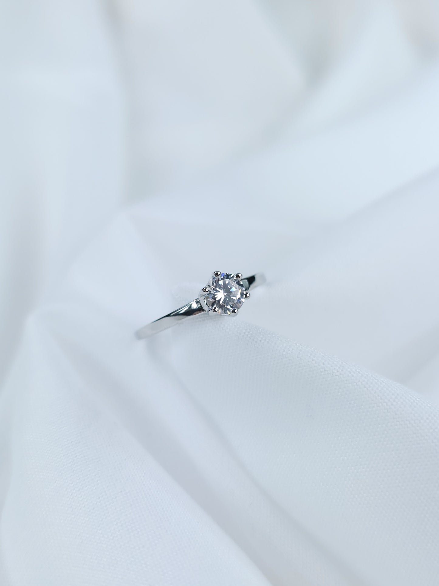 Solitaire Argent 925/1000 rhodié avec Oxyde de zirconium